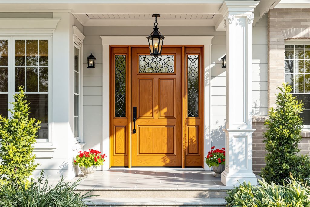 Picture of an eye-catching front door installed in the entryway of a Wexford, PA, home.