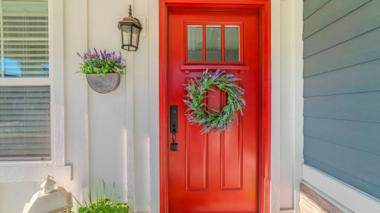 A brick house with a red front door installed in the entryway of a Moon Township, PA, home.