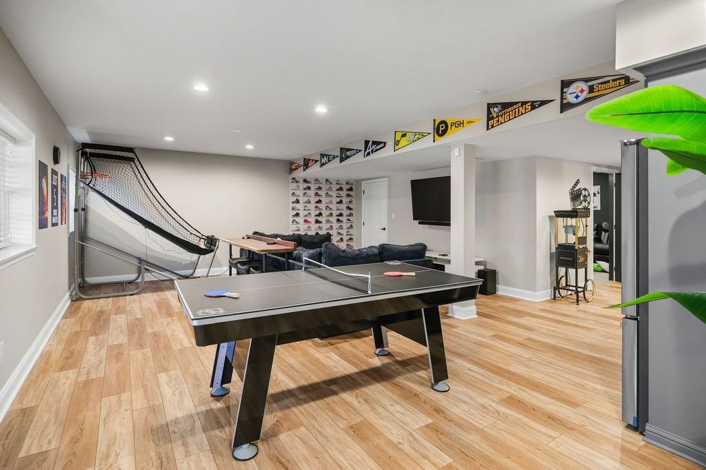 Modern Mt. Lebanon Game Room Creates an Entertaining Space for Leisure Activities.