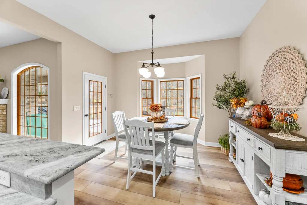 Beaver Falls Kitchen Nook Featuring Neutral Color Palette and Natural Light Adding to its Charm.