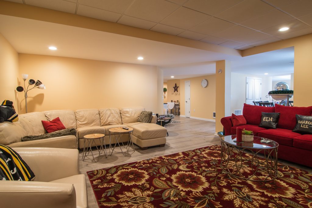 Finished basement remodel in Franklin Park, PA