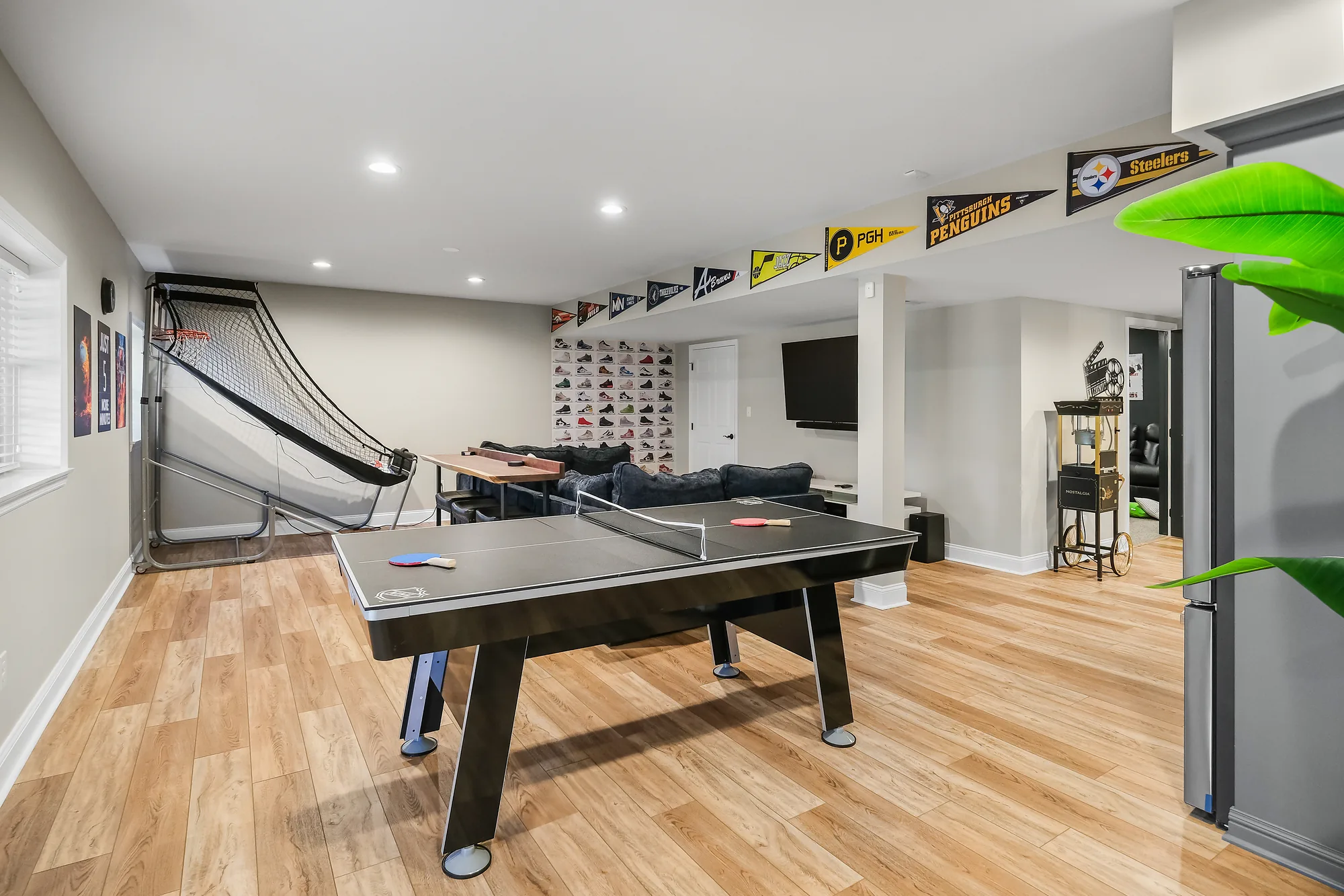 Modern Murrysville Game Room Creates an Entertaining Space for Leisure Activities.
