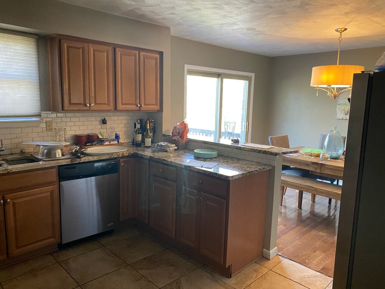 Before photo of the original Murrysville kitchen and first-floor layout before Pittsburgh's Best Remodeling.
