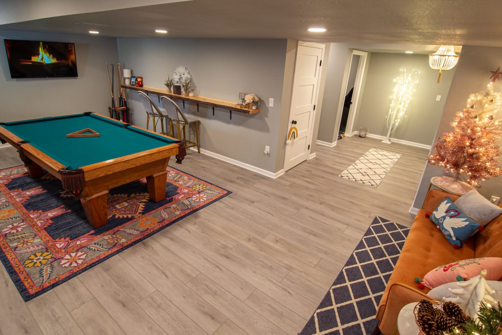 Finished basement remodel in Ross Township, PA