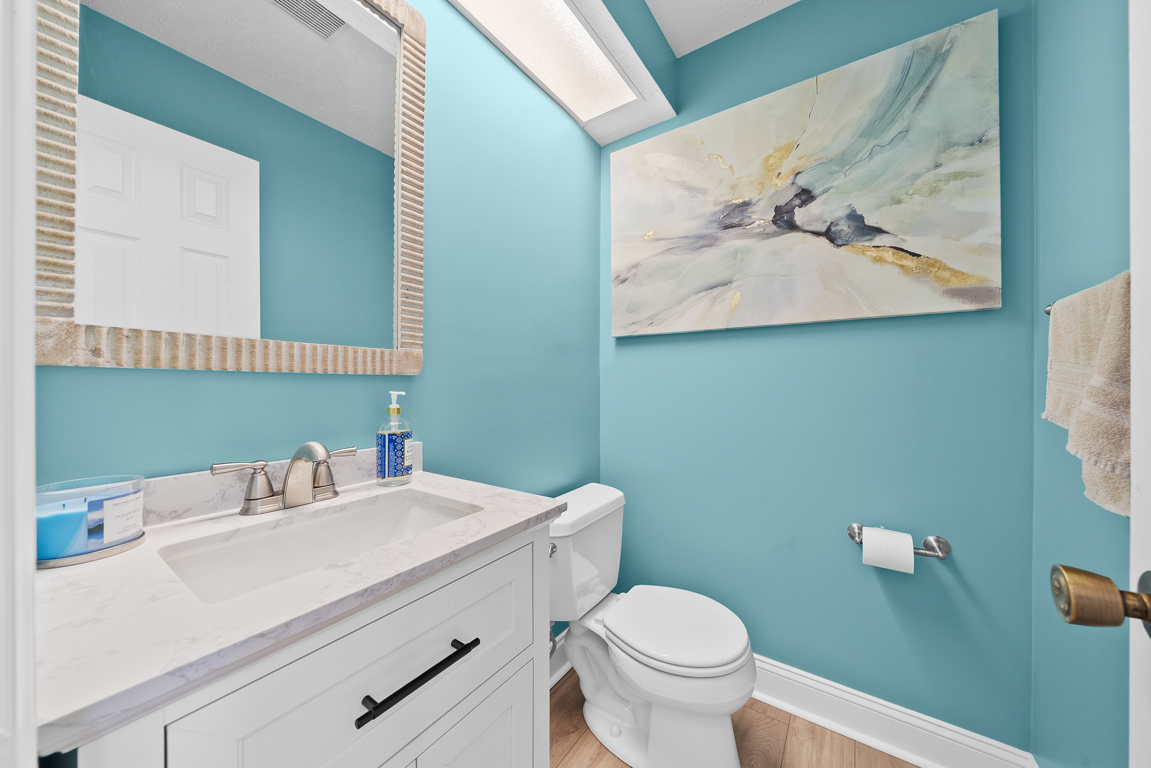 Modern and Rustic Cranberry Bathroom Creating a Calm and Coastal Serene Feel