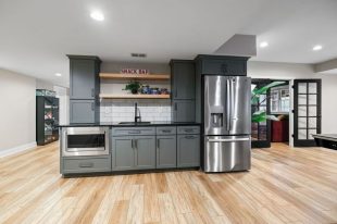 This Pleasant Hills Kitchenette Area is Sleek, Efficient, and Perfect for Food Preparation and Relaxation.