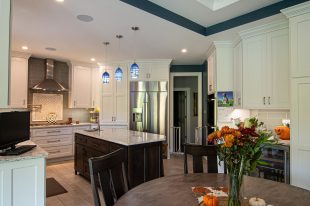 Traditional Style Allison Park Kitchen using shaker doors with white painted finish on island